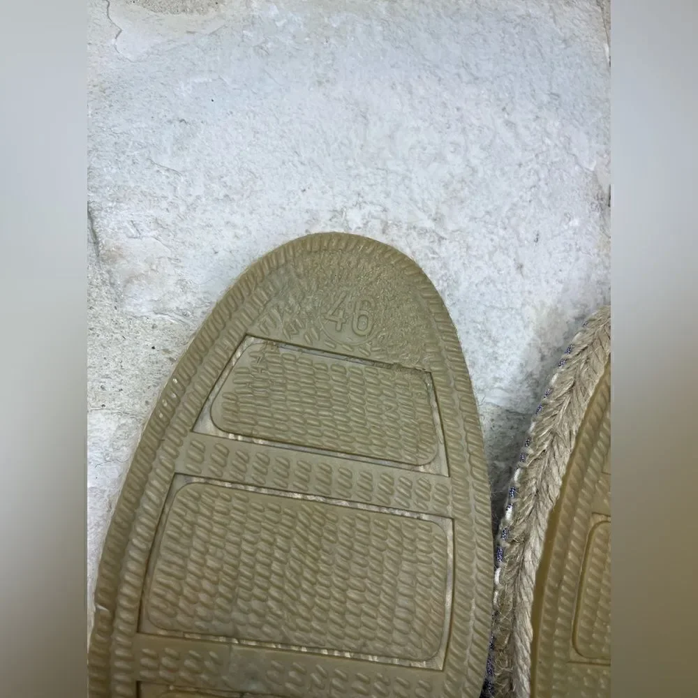 Cousu Main blue and white striped espadrilles Classic flat sz EU 46 US 12